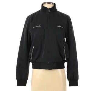 Emboli Solid Black Streetwear casual bomber jacket large zip up black